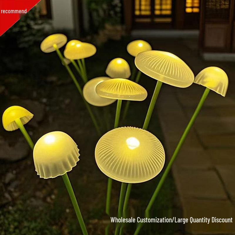 

LED Solar Mushroom & Jellyfish Fiber Optic Lawn Lights - Outdoor Decorative Ground Plug 6 Lights
