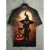 Men's Halloween Pattern Printed T-shirt Sports Short Sleeved Crew Neck T-shirt for Summer Outdoor Fitness Workout Men's Clothing