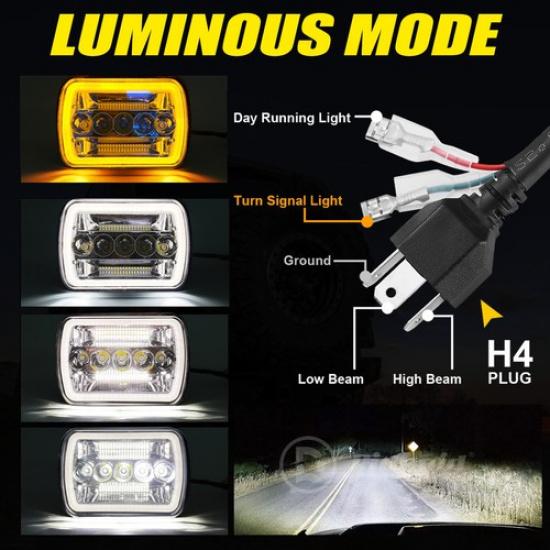 5x7" 7x6" LED Headlight Hi-Lo Beam DRL For Toyota Pickup 1982-1995 Truck 4Runner