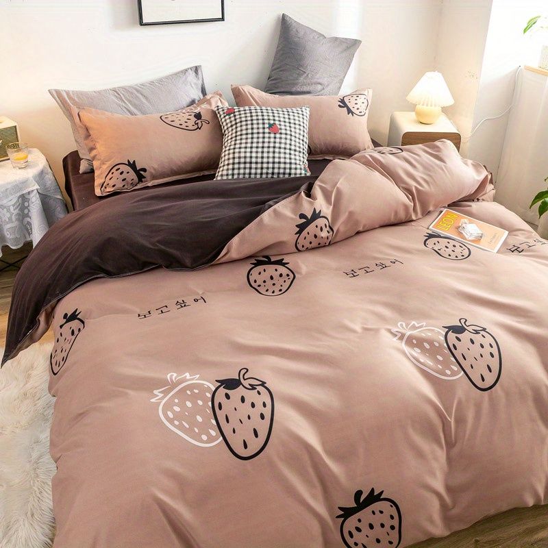 Korean Style Fashion Bedding Set Kids Adults Twin Full Queen Size Bed Flat Sheet Duvet Cover Pillowcases Stripe Grid Bed Linen