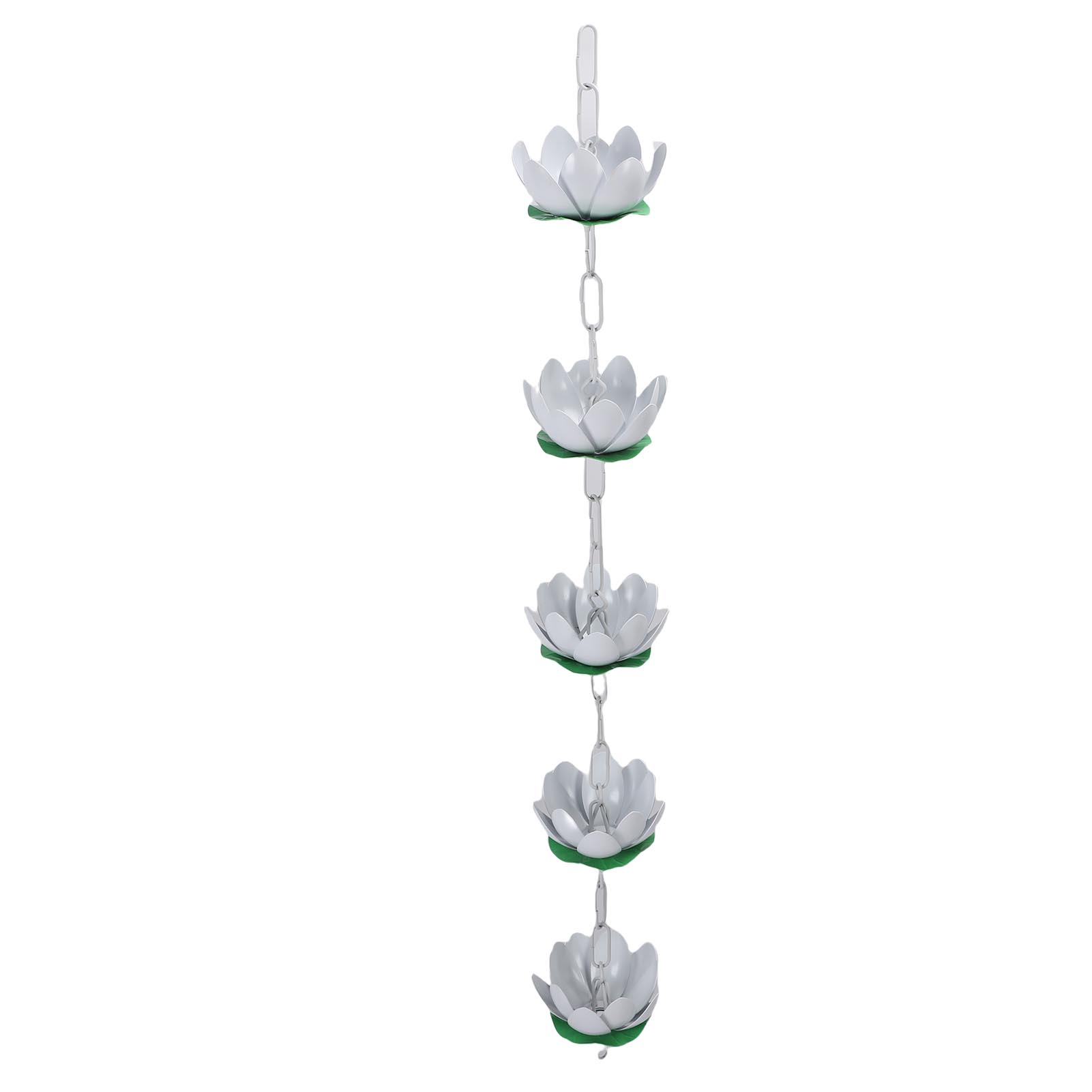 

Gutter Rainwater Aluminum Catcher, Unique Flower Shape Design sy to Install Outdoor Channel Drain Rain Chain with Hook for Down Splitter Replacement