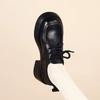 One-pedal women's single shoes spring and summer new medium thick heel soft leather breathable and comfortable small leather shoes