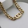 Hip Hop Hipster Titanium Steel Cuban Chain Personalized 18K Gold Double D Necklace Non-Fading Bracelet Jewelry Earrings
