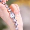Women's Watches Small Oval Dial Silver Natural Ore Quartz Watch Luxury Vintage Ladies Dress Bracelet Watches For Woman