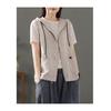 Women S Casual Linen Blend Hooded Sleeveless Zip Up Vest