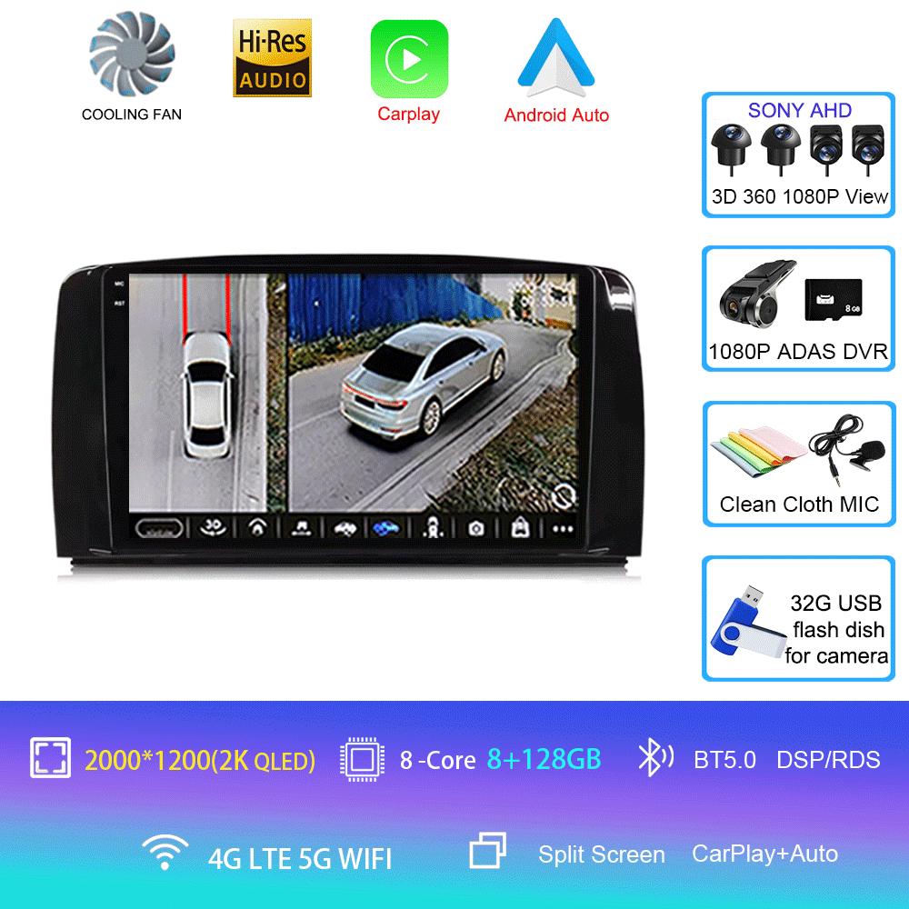 Android14 For Mercedes Benz R-class W251 R300 Car Radio Multimedia Video Player GPS Navigation Carplay Stereo 5G WIFI 360 Camera