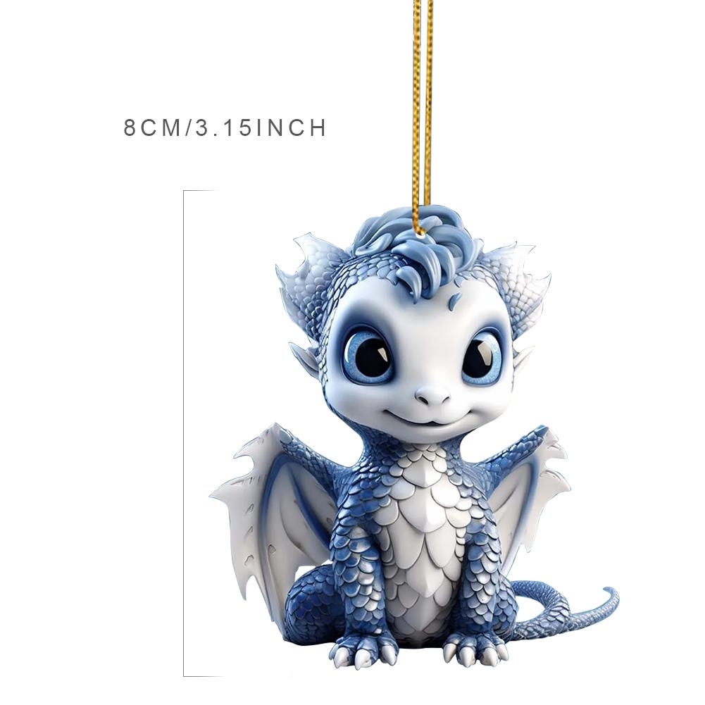 Christmas Tree Pendant Cute Dragon Baby Hanging Pendant Window Decor 2D Christmas Decoration Dragon Statue Ornament Party Gift