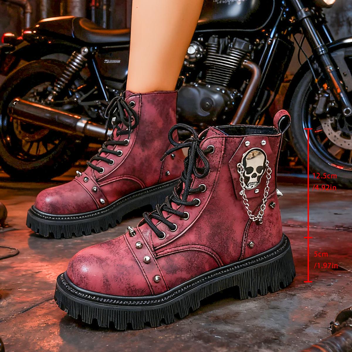 Sieviešu Punk Ankle Boots Mežģīnes Metāla