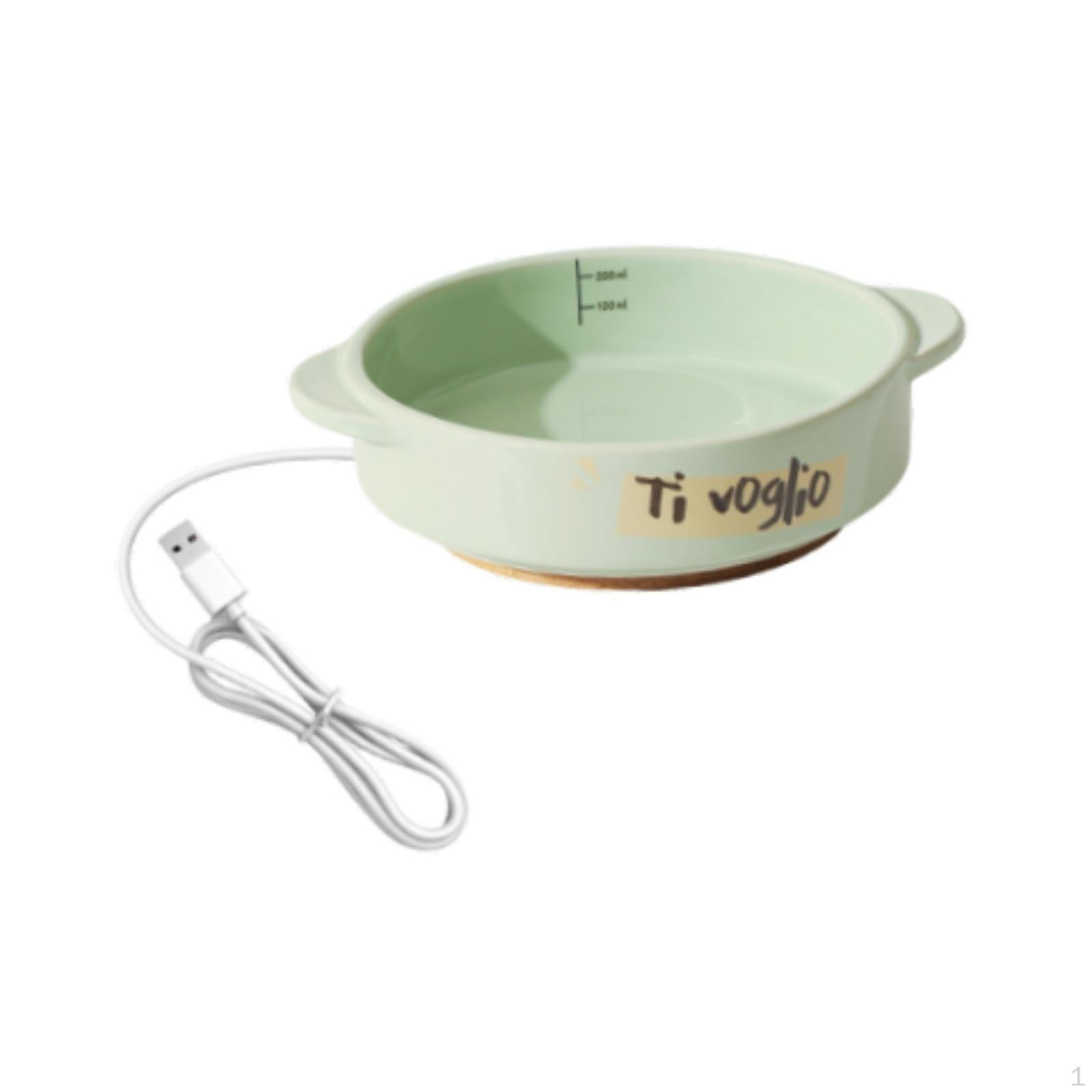 

1 Heated Pet Bowl, Elevated Cat/Dog Warm Water Food Tray, Ceramic Non-Slip Mat, 4.5cm Height зелений