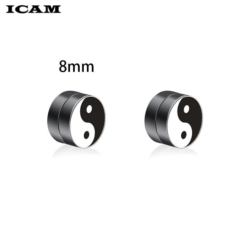 

High Quality Magnetic Stud Earrings for Men 316l Stainless Steel Magnet Taichi Earrings Jewelry for Men and Women 8MM