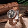Nové pánské dřevěné quartzové hodinky Ebenové dřevo Personalizovaný ciferník s ozubenými koly Dřevěné hodinky