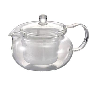 HARIO Chacha Kyusu Made of Made In Easy To Practical Capacity Microwave and Dishwasher AYAORI, Heat-resistant Glass, Japan, Clean, Transparent, 450ml,