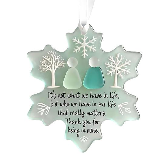 Snowflake Shaped Sea Glass Ornament Handmade Sea Glass Art Friendship Keepsake Coastal Winter Christmas Tree Decoration