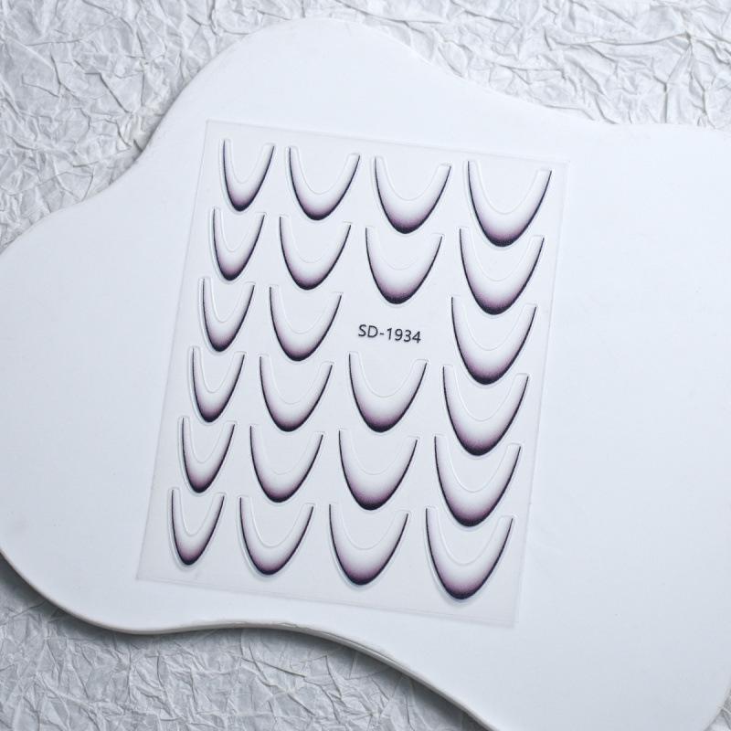 Gradient French Nail Art Stickers - Crescent Smile & Arc Decals