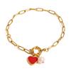 Retro Heart-shaped Pearl Bracelet for Women, Simple and Minimalist, with a Stainless Steel Chain and Heart Design