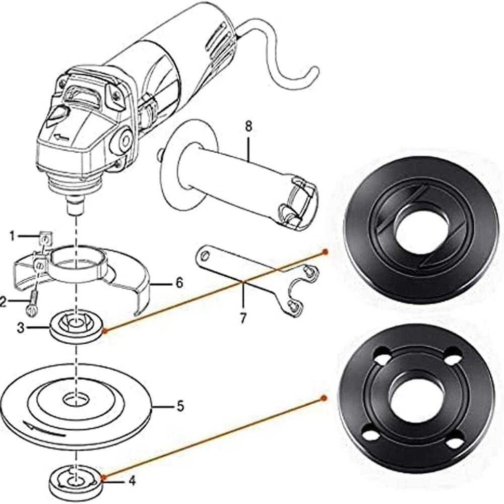 1Set M14 Thread Replacement Angle Grinder Metal Pressure Plate Inner Outer Flange Nut Set Tools for 14mm Spindle Thread