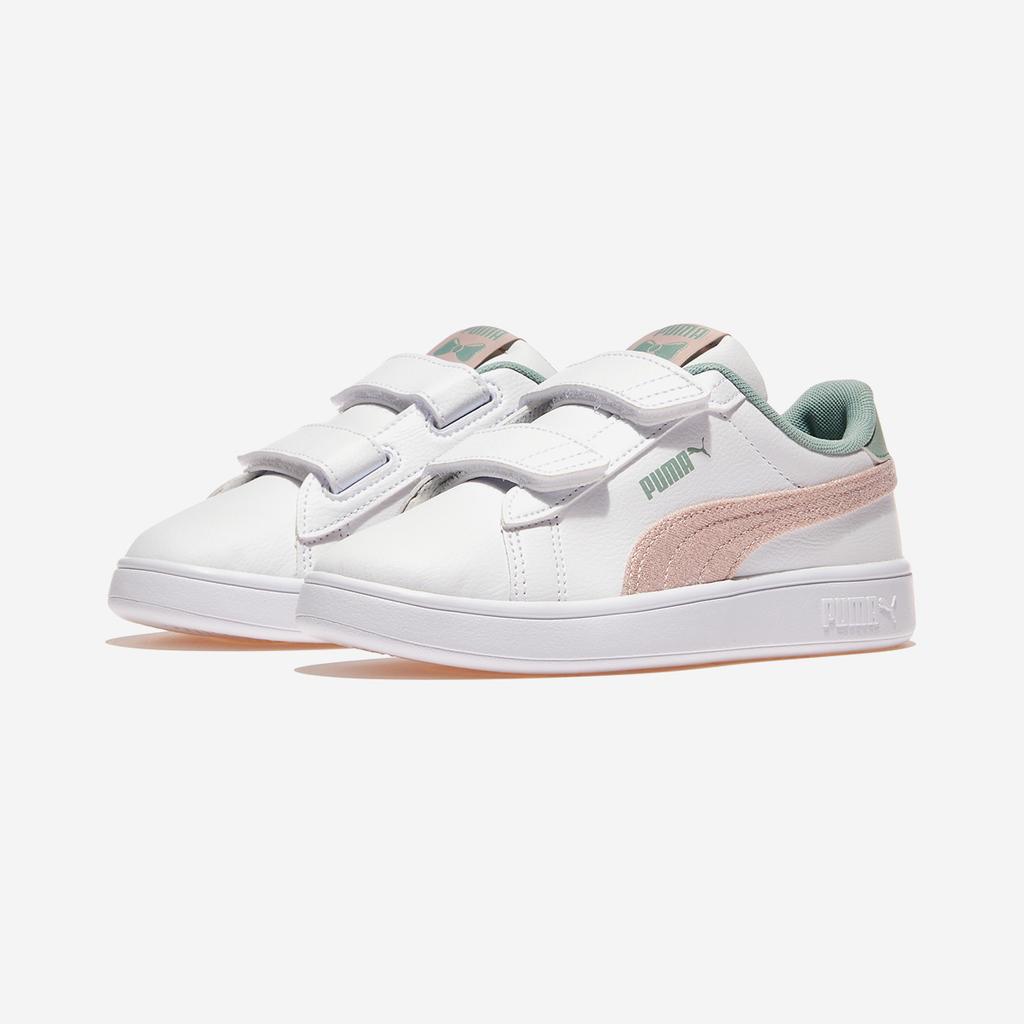 Puma Smash 3.0 Girl Velcro Preschool [PKI40341801-PUMA White-Mauve Mist-Light Moss]