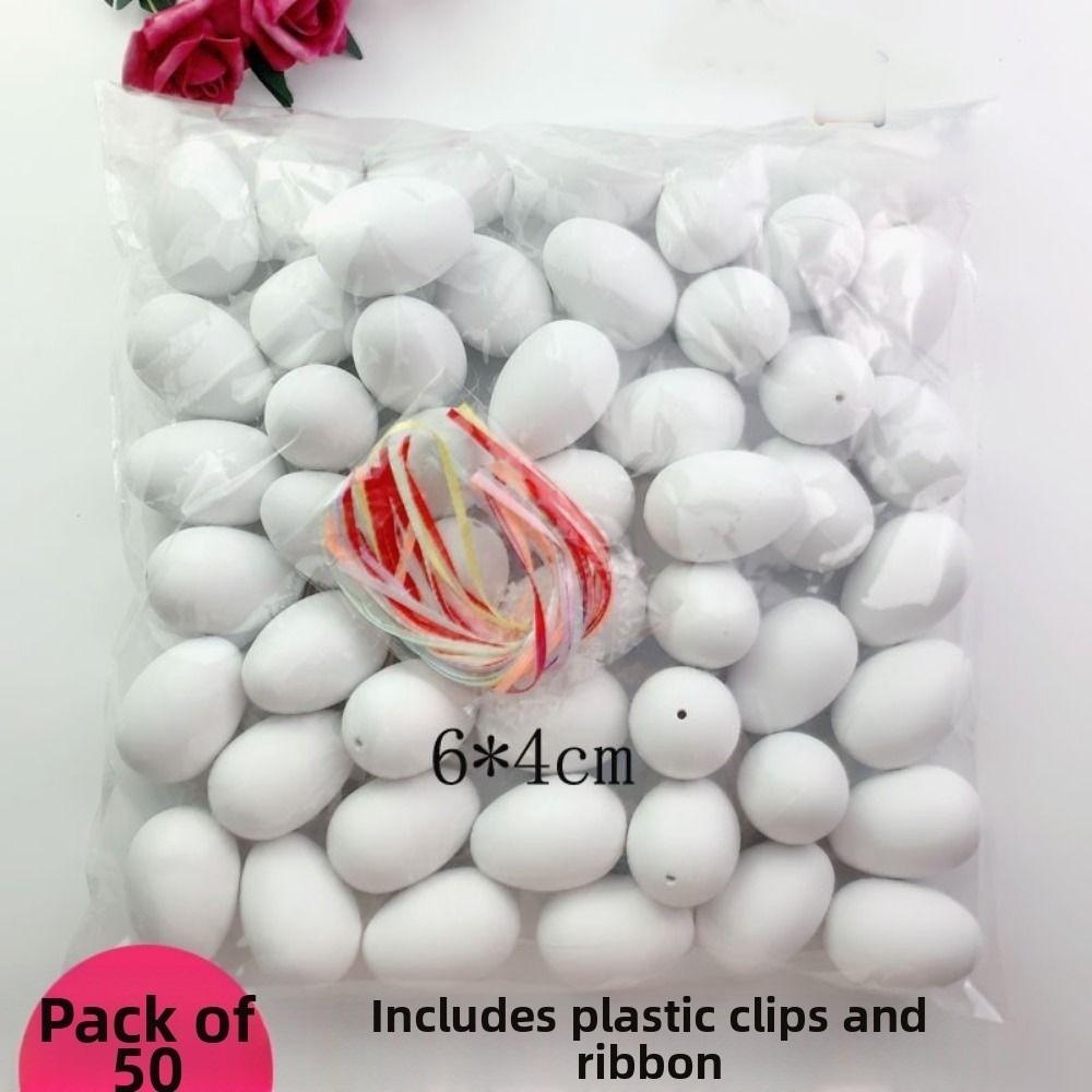 50Pcs Colorful Plastic Easter Eggs Handmade Easter Party Decoration Plastic Fake Egg  Home Decor