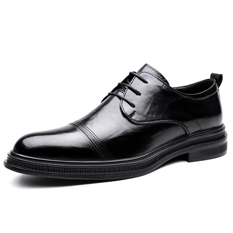 Fashion Brand Men'S Pointed Breathable Banquet Oxford Shoes Summer New Comfortable Lace Up Men'S Business Formal Leather Shoes