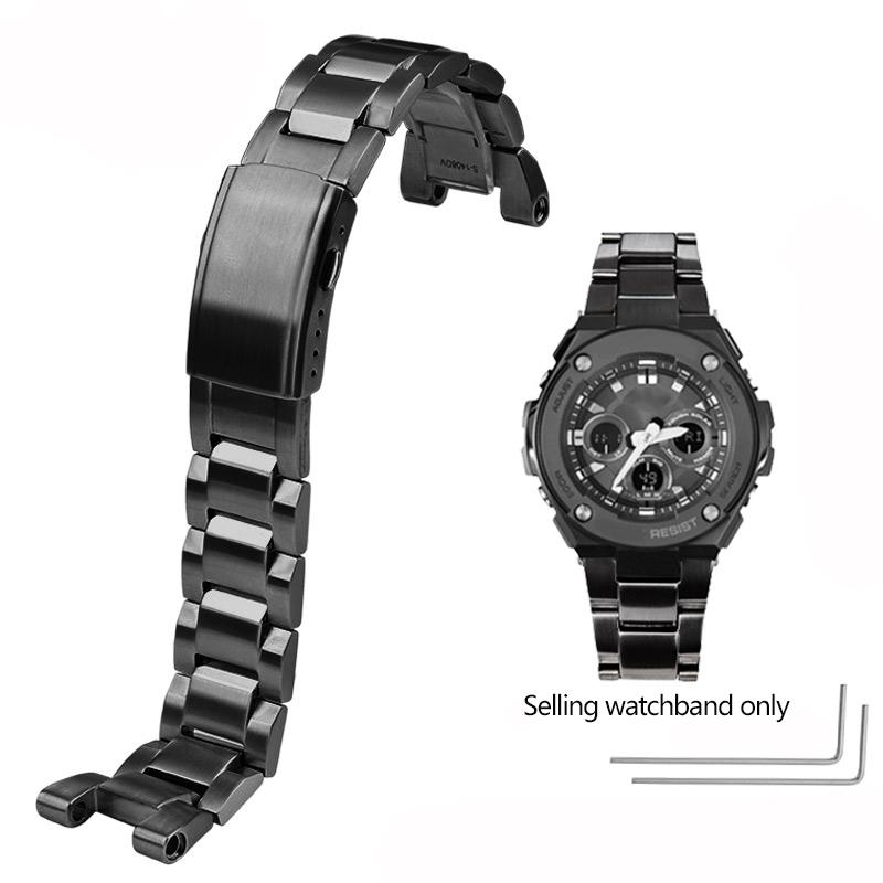 

Ремешок для часов из нержавеющей стали для Casio Steel Heart серии GST GST-B100/410/W100/S110 GST-210 GST-W300 Цепочка для часов Браслет 26mm чёрный
