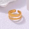 Gold-Plated Stainless Steel Geometric Ring for Women: Simple, Chic, Non-Fading Jewelry