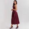 European and American Sexy Women's Clothing New Suspender Sleeveless Slim Dress Pleated Skirt Long Dress