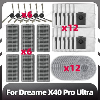 Kompatibel för Dreame X40 Pro Ultra Ersättningssidoborste HEPA-filter Moppdynor Dammsugarpåsar Reservdelar Tillbehör
