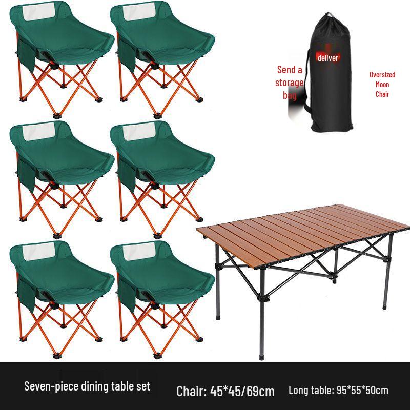 Outdoor Folding Camping Table & High-Back Chair Set