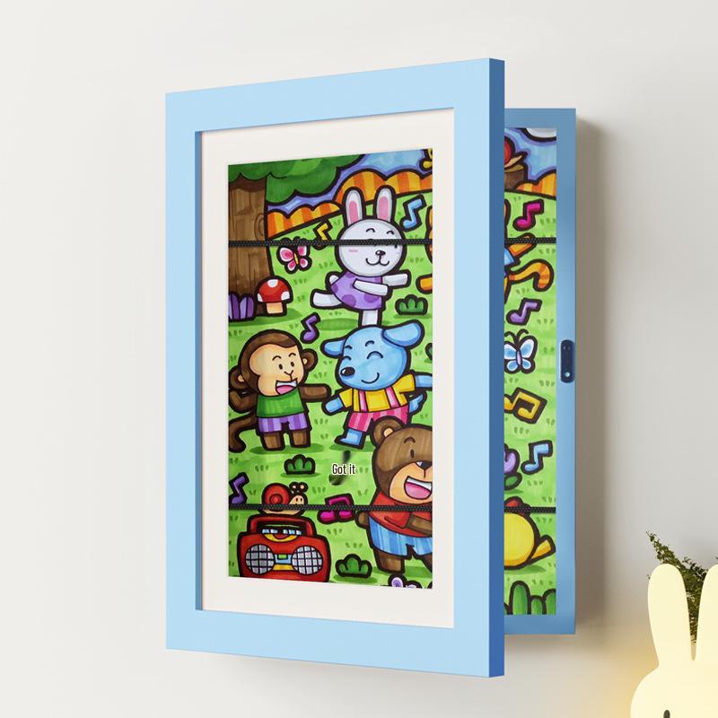 Children's Magnetic DIY Wall Art Frame: Punch-Free Multifunctional Display.