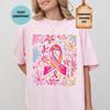 Comfort Colors Breast Cancer Awareness Shirt, Boho Floral Cancer Pink Ribbon T-Shirt