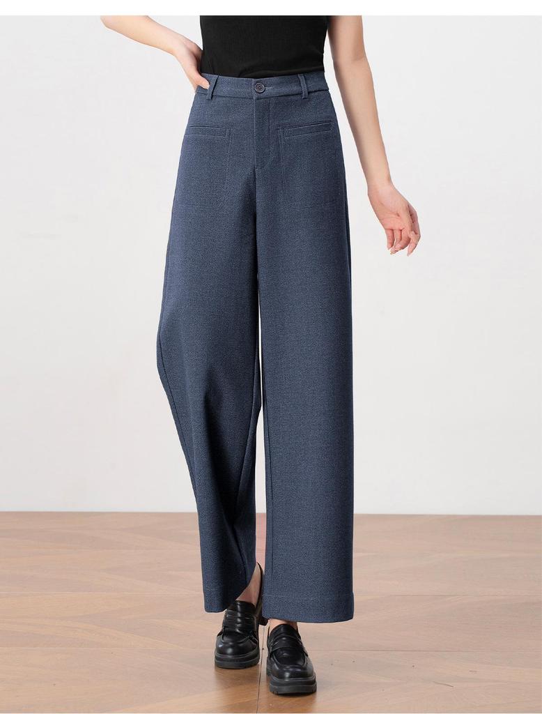 Damen High-Waist Weitbein Drapierhose - Herbst 2025, Schlankmachend, Neun-Punkt-Länge