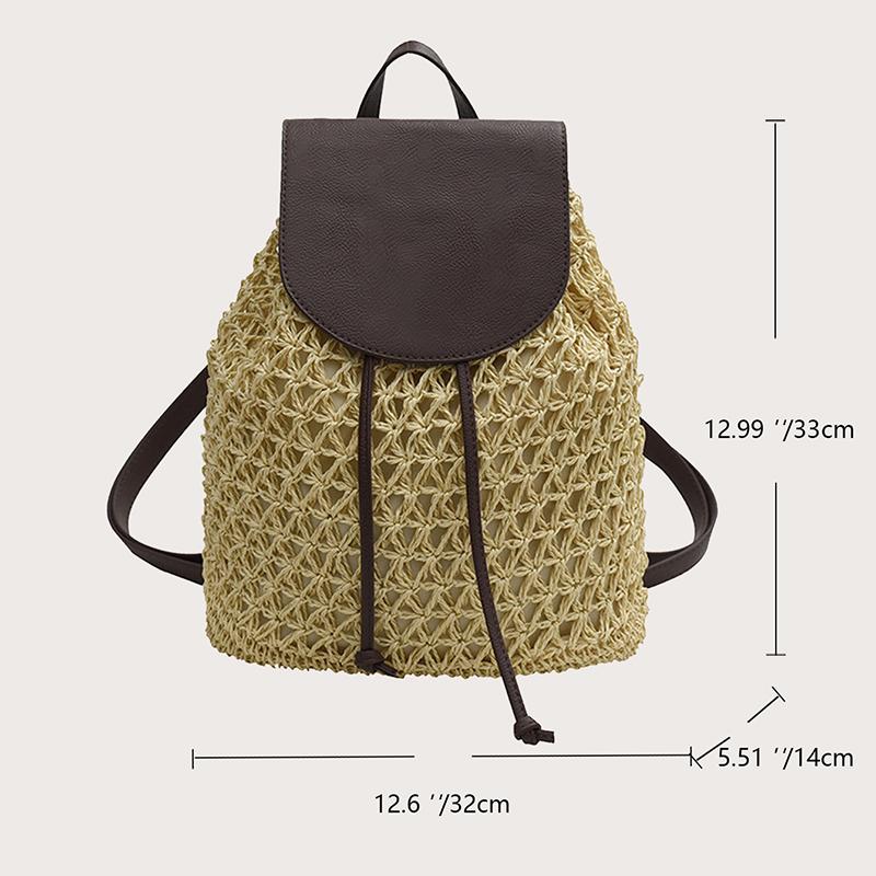 Letní dámský batoh se stahovací šňůrkou Daypack Weaving přes rameno Malý batoh Mochila