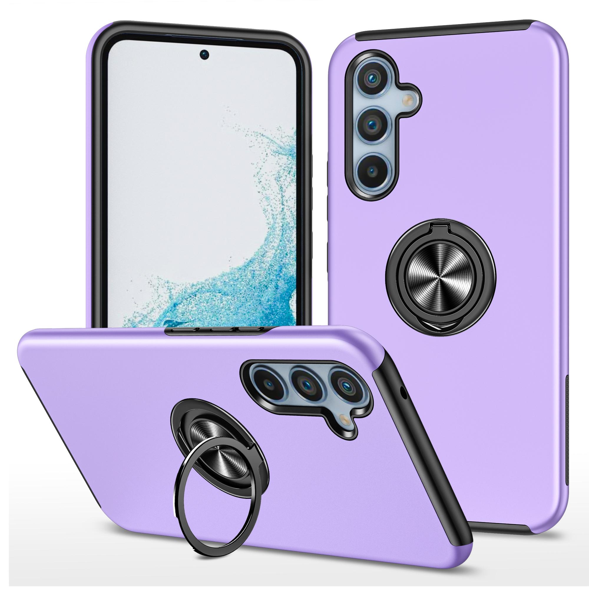 

For Samsung Galaxy A36 5G Case PC+TPU Phone Cover with Rotatable Ring Holder Purple