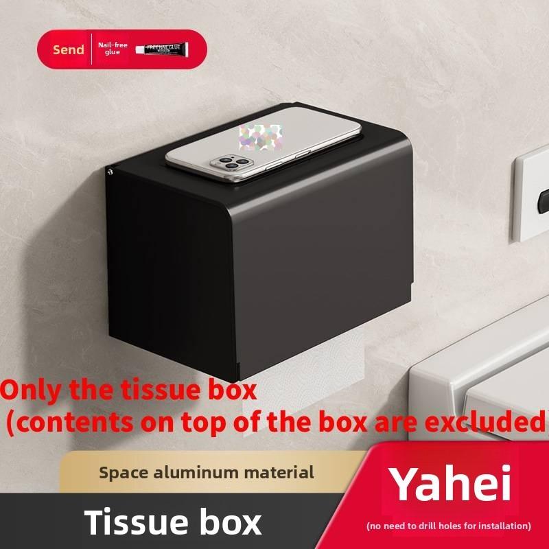 Aluminum Alloy Bathroom Paper Holder With Nodrill Mount For Toilet And Shower Storage