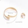Glossy Bracelet, Ring Set, Personalized Opening Adjustment, Curved Design, Bracelet, Versatile Women's Jewelry.