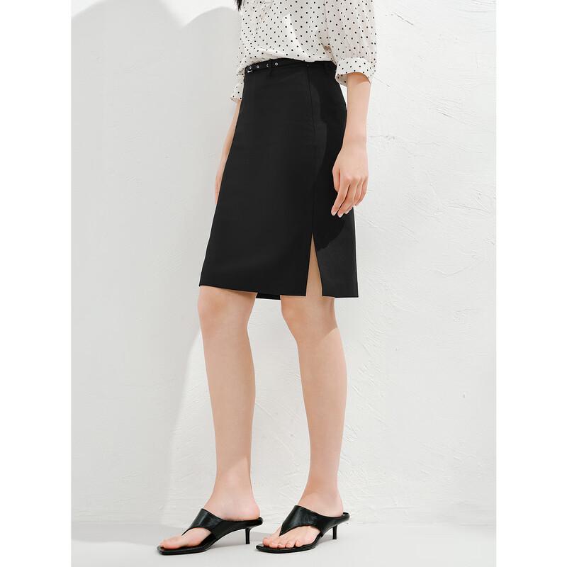 JUZUI ANNANKE Women's Commuter Style Slim Belt Midi Skirt