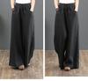 Women's High-Waisted Cotton & Linen Wide-Leg Pants - Plus Size, Loose, Casual Nine-Point Length