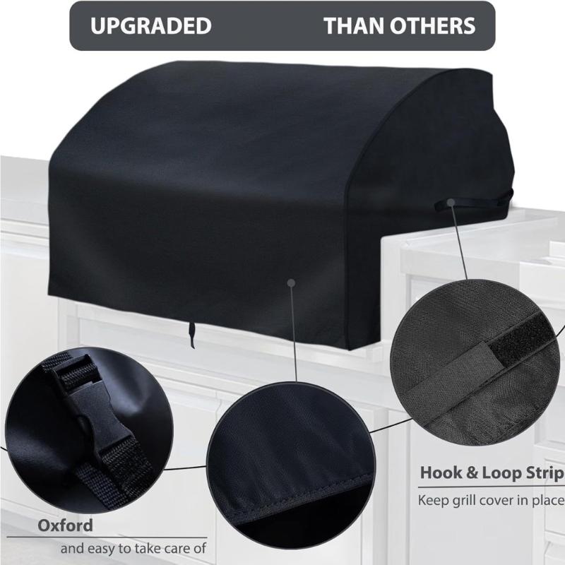 Weatherproof Barbecue Cover For 42 Inches Grills Elastic Hems Heavy Dutys Weatherproof Black Grills Top Cover