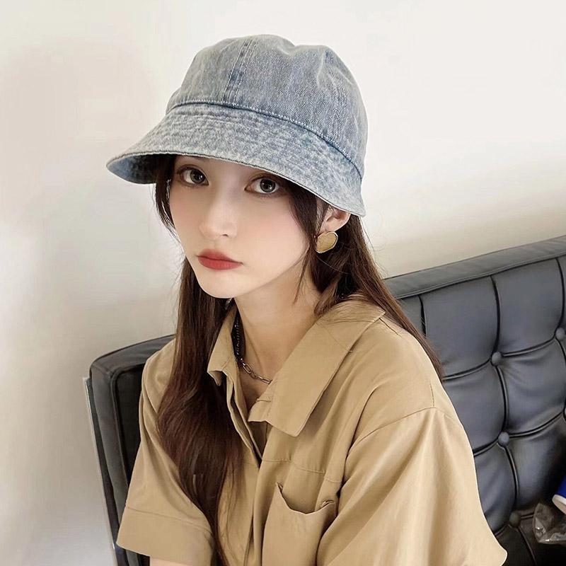Retro Washed Denim Sun Hats For Women Fashion Wide Brim Adjustable Baseball Caps Casual Outdoor Sun Visors Hat