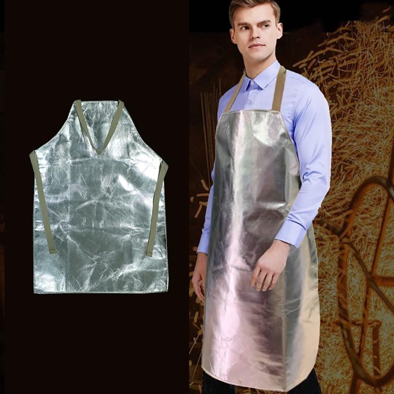 High Temperature Kitchen Apron Protective Aluminum Foil Cooking Apron, Adjustable Fit for Chefs and Grill Cooker