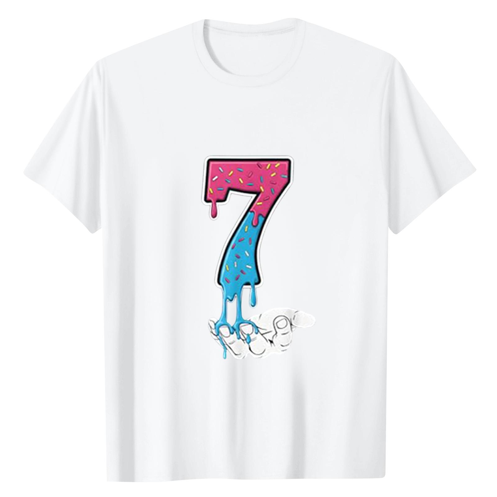 

Женский повседневный топ с цифровым принтом, круглым вырезом и короткими рукавами XL белый