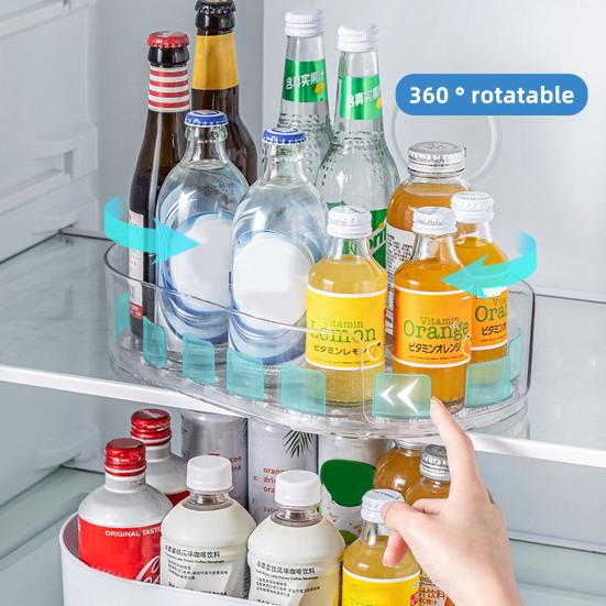 Fridge Storage Box Spice Rack 360-Degree Rotatable Design Large Capacity Transparent Turntable