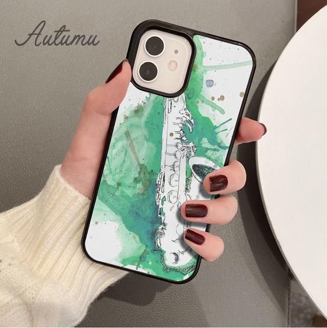 

Чехол для телефона Saxophone Watercolor Art для iPhone 11 12 13 14 Pro Max mini X XR XS SE 2020 6S 7 8 Plus Samsung Galaxy S21 S22 Samsung S22ultra