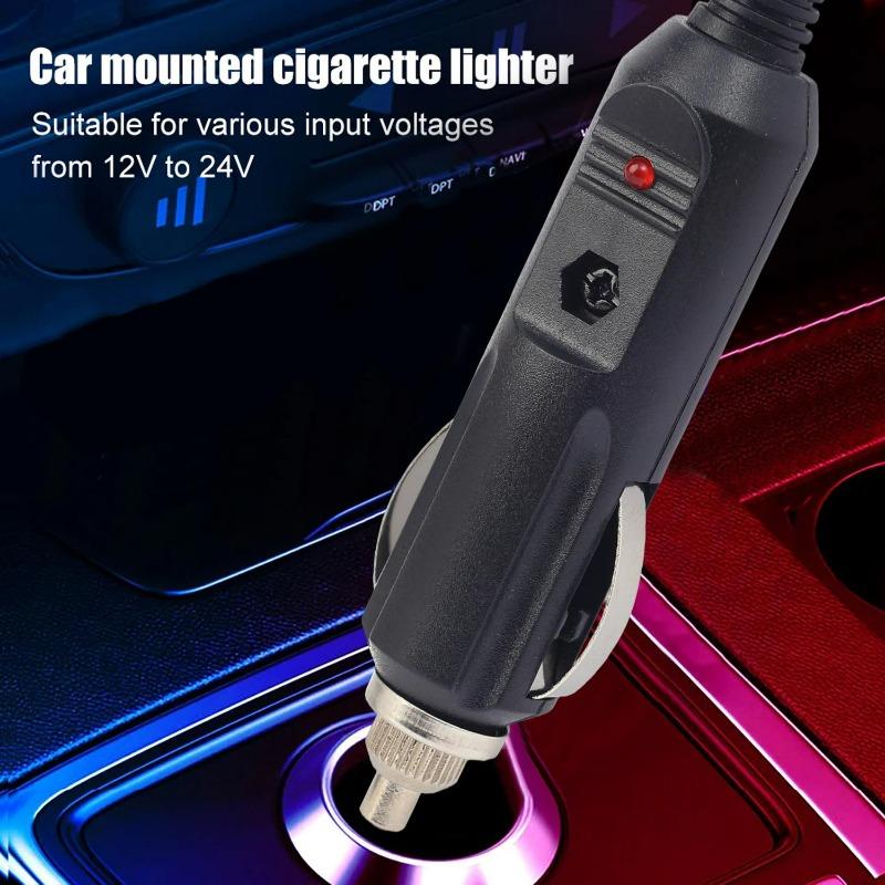 12V To 24V Car Cigarette Lighter Plug Male Head with Indicator Light Vehicle Electrical Cigarette Lighter Plug Charger Adapter