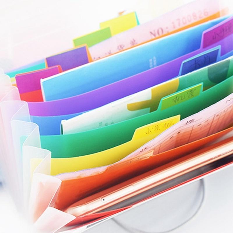 Regenbogenfarbene Organmappe Plastik Seilbindung Büro A6 Mini Rechnungsmappe 13 Fächer Aufbewahrung Klammerhalter Aufbewahrungstasche