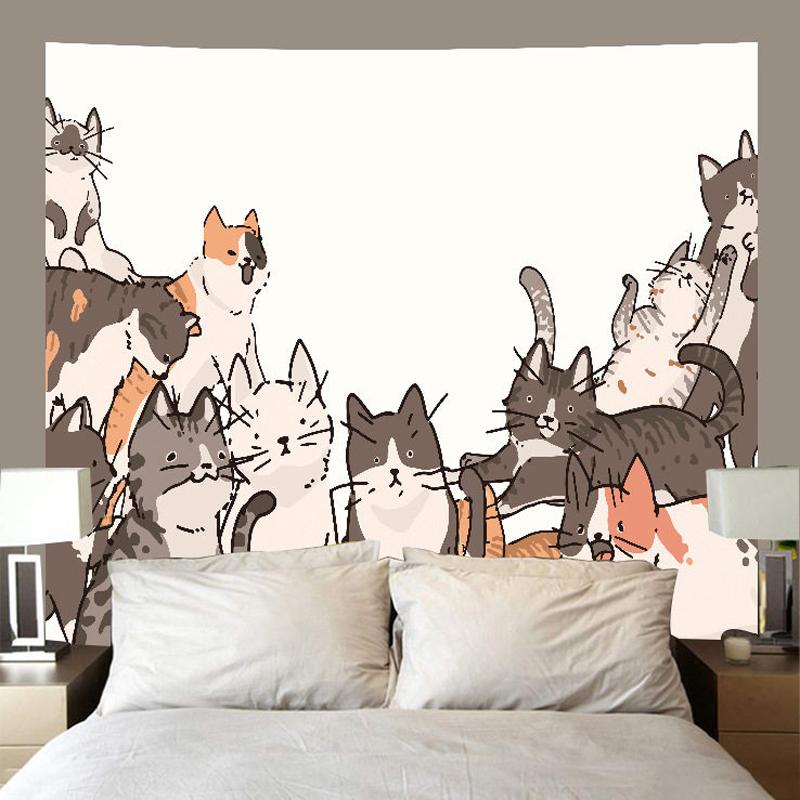 

Vintage Cat Oil Painting Tapestry Wall Hanging Art Decor for Bedroom Unique Cat Theme Wall Cloth 74x94cm(29x37in)