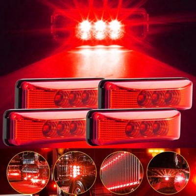 4x 3LED Side Marker Lights Red Clearance Light for Trailer Truck RV Waterproof