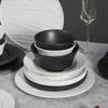 Japanese Black And White High-End Creative Dish Set Plate Ceramic Bowl Western Plate Steak Plate Ceramic Tableware