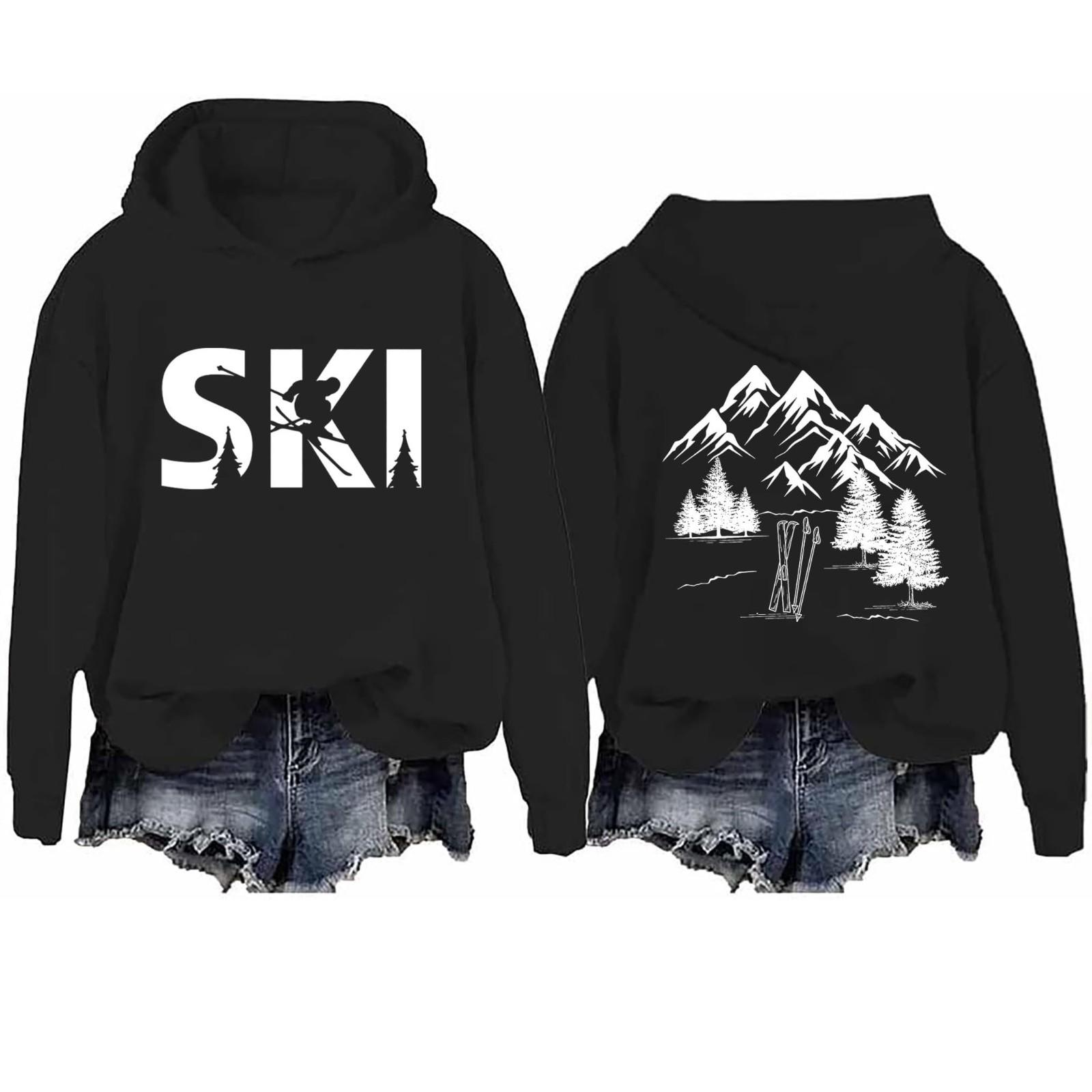 

Женская модная повседневная куртка с круглым вырезом и принтом на лыжах S чёрный