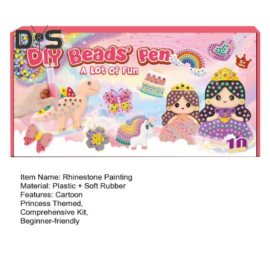 DIY Faux Diamond Painting Kit Cartoon Princess Beads Painting Set Pen Beads Stickers Patterns Painting Kit Gift for Beginners Kids